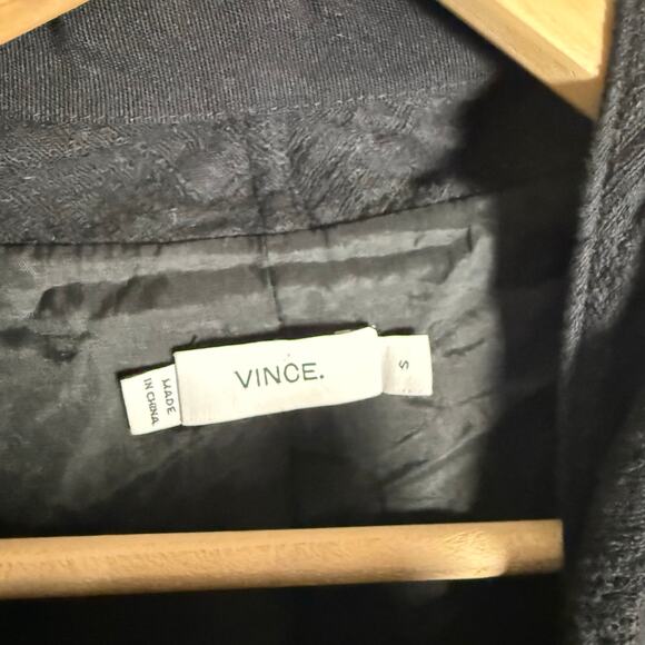 VINCE Stretch Frise Asymmetrical Zip Black Blazer Jacket Size Small - Picture 8 of 9